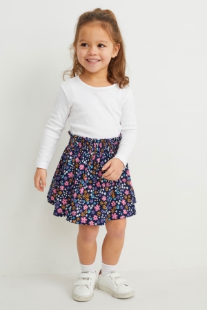 Dark Blue C&A Floral Girls' Skirts | EXKDL-6950