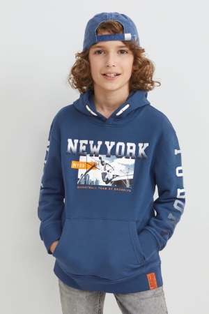 Dark Blue C&A Girls' Hoodie | XNFBP-4306