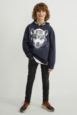 Dark Blue C&A Girls' Hoodie | XOFGE-6751