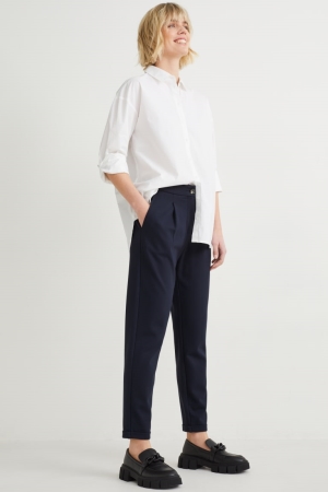 Dark Blue C&A Jersey Tapered Fit Women's Trousers | PAYTR-2359