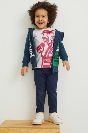 Dark Blue C&A Lego Ninjago Set Zip-through, Long Sleeve And Sleeve Girls' Hoodie | JBYQP-8527