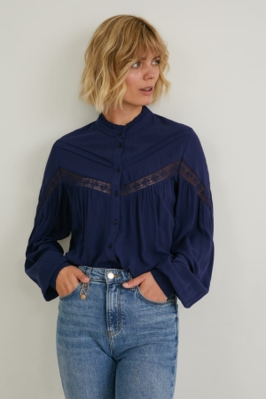 Dark Blue C&A Lenzing™ Ecovero™ Women's Blouses | KBENG-4936