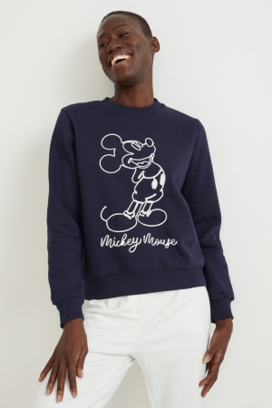 Dark Blue C&A Mickey Mouse Women's Sweatshirts | FTONR-8174