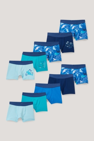 Dark Blue C&A Multipack Of 10 Boxer Organic Cotton Boys' Underwear | FWPUN-5691