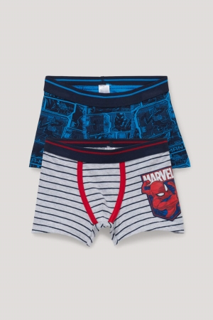 Dark Blue C&A Multipack Of 2 Spider-man Boxer Organic Cotton Boys' Underwear | APMVT-4273