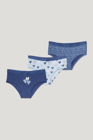 Dark Blue C&A Multipack Of 3 Briefs Organic Cotton Girls' Underwear | DQNPA-3610