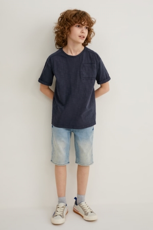 Dark Blue C&A Multipack Of 3 Sleeve Boys' T-shirts | BKQIV-4395