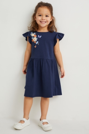 Dark Blue C&A Multipack Of 3 With Recycled Cotton Girls' Dress | BWAFK-7086