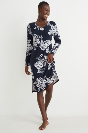 Dark Blue C&A NightFloral Women's Nightwear | CGSMI-0378