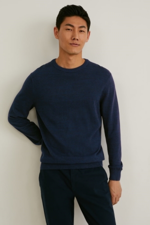 Dark Blue C&A Organic Cotton Men's Jumper | OVAJQ-0982