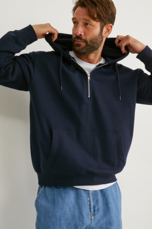 Dark Blue C&A Organic Cotton Men's Sweatshirts | LQTIB-2508