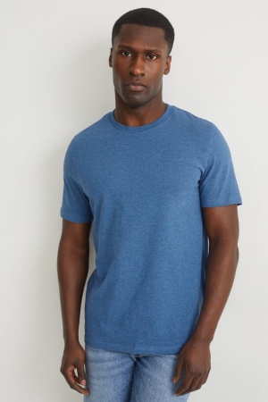 Dark Blue C&A Organic Cotton Men's T-shirts | PCBHJ-2419