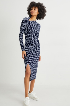 Dark Blue C&A Patterned Women's Dress | NZBJV-0513