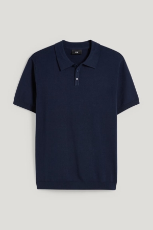 Dark Blue C&A Polo Men's Shirts | QNPCD-0196