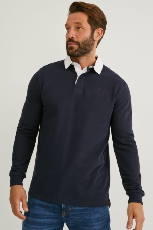 Dark Blue C&A Polo Men's Shirts | YEWAN-3840