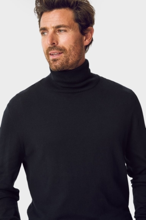 Dark Blue C&A Polo Neck Men's Jumper | VYZQX-9785