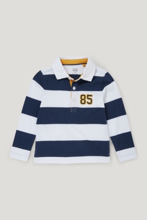 Dark Blue C&A Polo Striped Boys' Shirts | QWSJO-8671