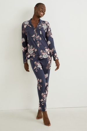 Dark Blue C&A Pyjamas Floral Women's Nightwear | ADQBZ-3279