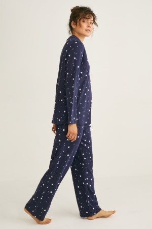 Dark Blue C&A Pyjamas Patterned Women's Nightwear | LVHBD-7914