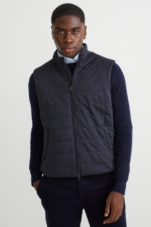 Dark Blue C&A Quilted Gilet Men's Jackets | GYDKI-2718