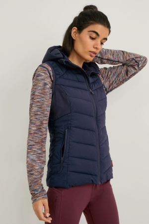 Dark Blue C&A Quilted Gilet With Hood Thermolite® Ecomade Women's Jackets | TQGIA-1698