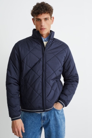 Dark Blue C&A Quilted Lycra® Men's Jackets | XBMJW-6945