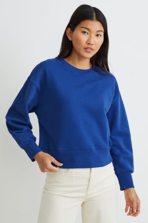 Dark Blue C&A Recycled Women's Sweatshirts | WXDNI-8027