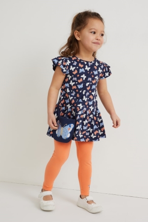 Dark Blue C&A Set, Leggings And Bag 3 Piece Girls' Dress | FLJBW-0743