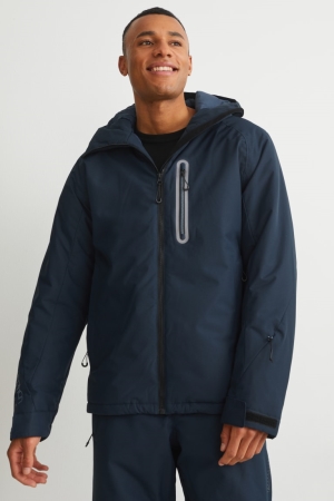 Dark Blue C&A Ski With Hood Bionic-finish®eco Men's Jackets | DKBRS-7316