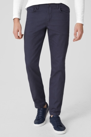 Dark Blue C&A Slim Fit Men's Trousers | UKXFZ-8456