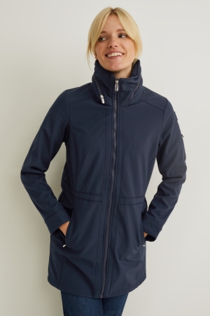 Dark Blue C&A Softshell With Hood Bionic-finish®eco Recycled Women's Coats | EQCGK-1745