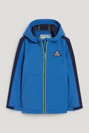 Dark Blue C&A Softshell With Hood Girls' Jackets | JYLXM-5149