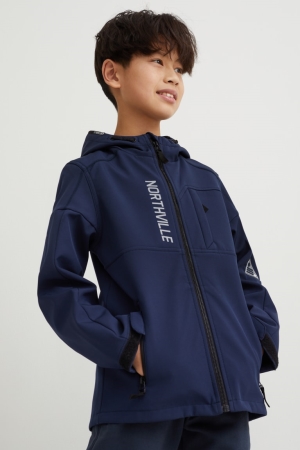 Dark Blue C&A Softshell With Hood Girls' Jackets | VLRSU-5102