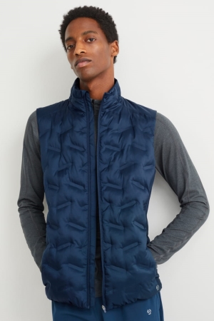 Dark Blue C&A Technical Quilted Gilet Recycled Men's Jackets | WEXOP-2874