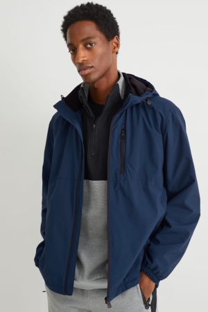 Dark Blue C&A Technical With Hood Men's Jackets | BCZVN-5708