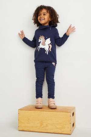 Dark Blue C&A Unicorn Thermal Skinny Fit Girls' Trousers | UYCNM-1095