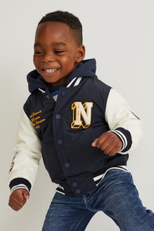 Dark Blue C&A With Hood Girls' Jackets | KGTIJ-7489