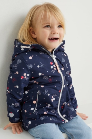 Dark Blue C&A With Hood Recycled Patterned Girls' Jackets | LHUFE-4025