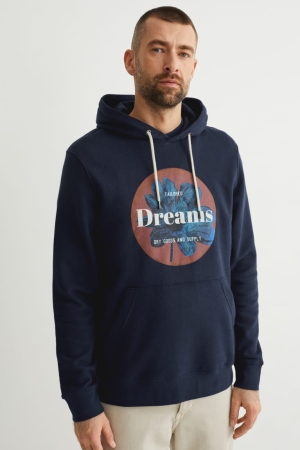 Dark Blue C&A With Recycled Polyester Men's Sweatshirts | UDPWG-6820