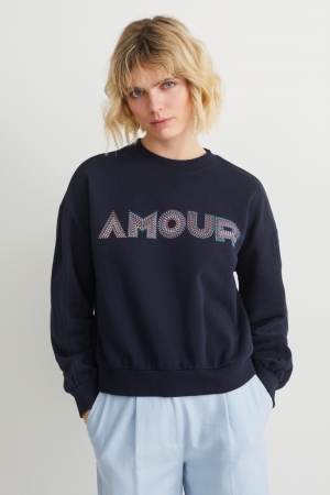 Dark Blue C&A With Recycled Polyester Women's Sweatshirts | ZJFVC-4983