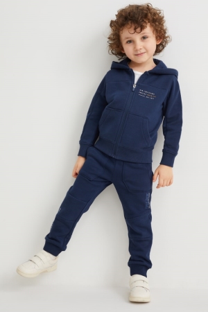 Dark Blue C&A Zip-through With Hood Girls' Sweatshirts | BKDJZ-8491