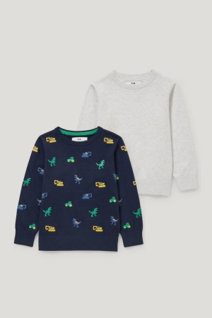 Dark Blue / Gray C&A Multipack Of 2 Girls' Jumper | SDUXK-5942