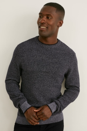 Dark Blue Melange C&A Men's Jumper | KEQYM-4089