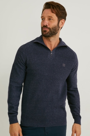 Dark Blue Melange C&A Men's Jumper | VSMZP-0849