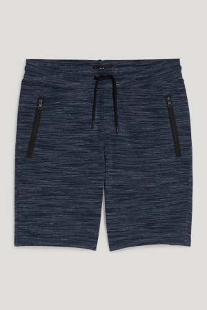 Dark Blue Melange C&A Sweat Men's Shorts | HDCTW-9135