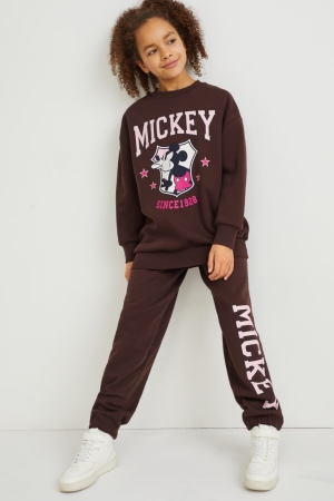 Dark Brown C&A Mickey Mouse Set And Joggers 2 Piece Girls' Sweatshirts | NRQPL-5716