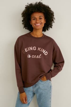 Dark Brown C&A Shiny Women's Sweatshirts | BYHCR-8095