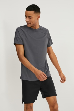 Dark Gray C&A Active4 Way Stretch Men's T-shirts | QLIGM-6891