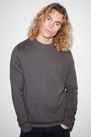 Dark Gray C&A Clockhouse Men's Jumper | AEUXJ-9864