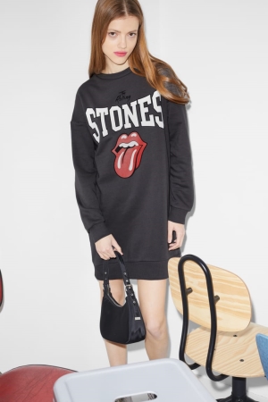 Dark Gray C&A Clockhouse Rolling Stones Women's Dress | CBFRA-7649